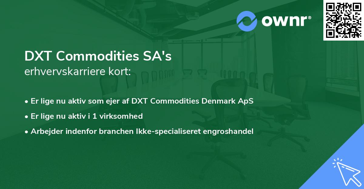 DXT Commodities SA's erhvervskarriere kort