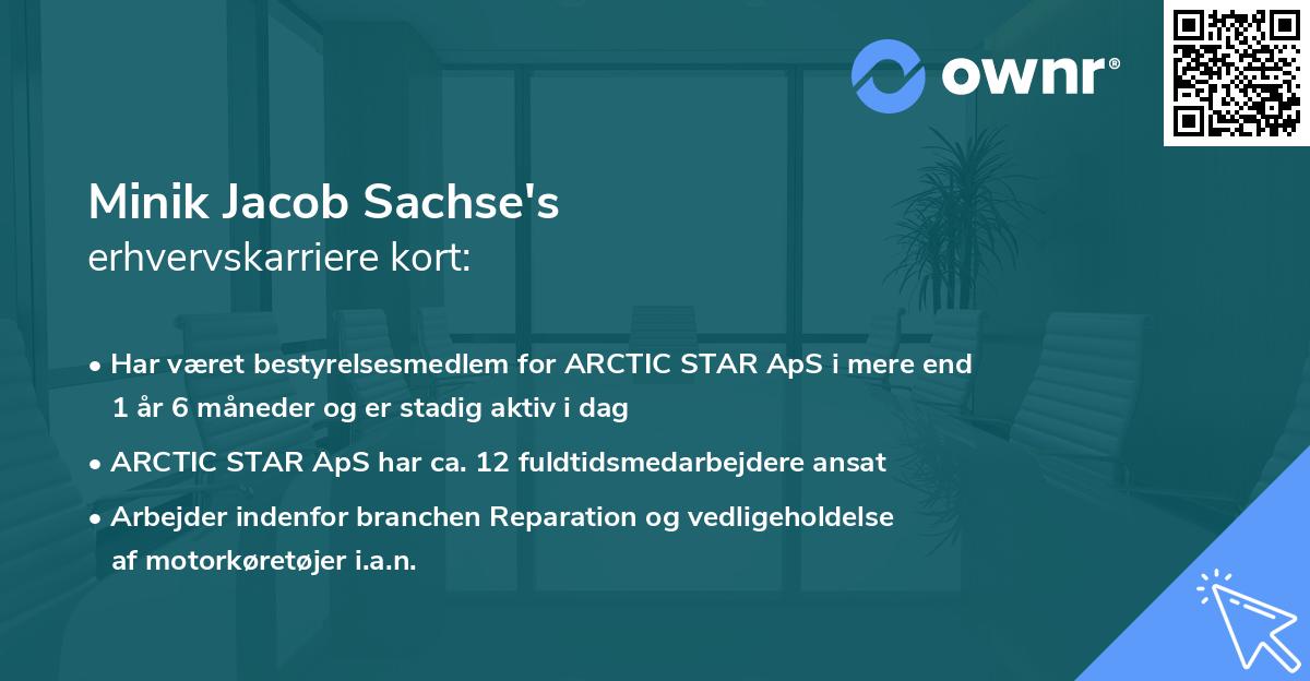 Minik Jacob Sachse's erhvervskarriere kort
