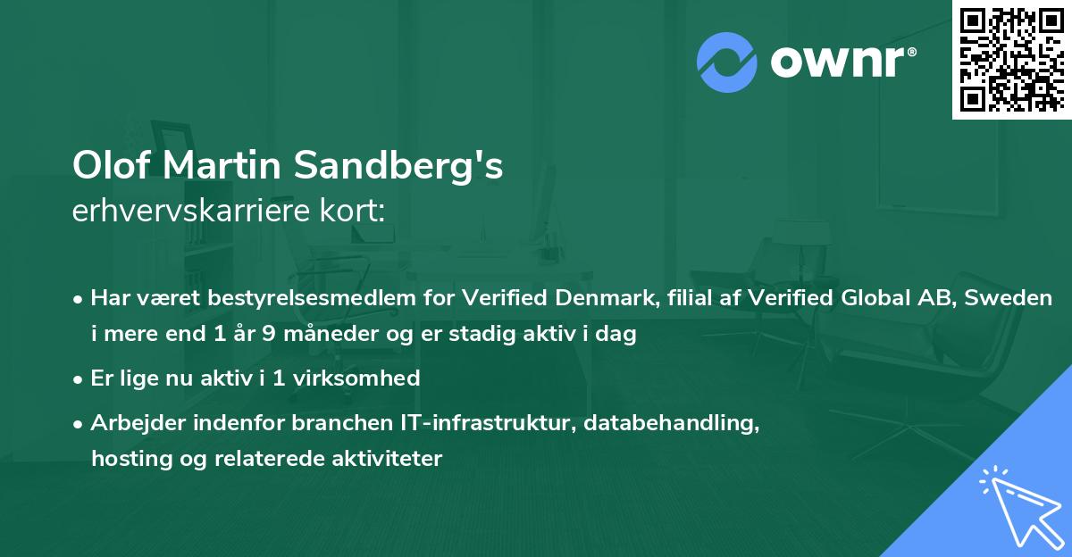 Olof Martin Sandberg's erhvervskarriere kort
