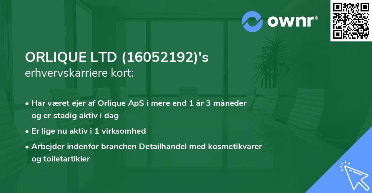 ORLIQUE LTD (16052192)'s erhvervskarriere kort
