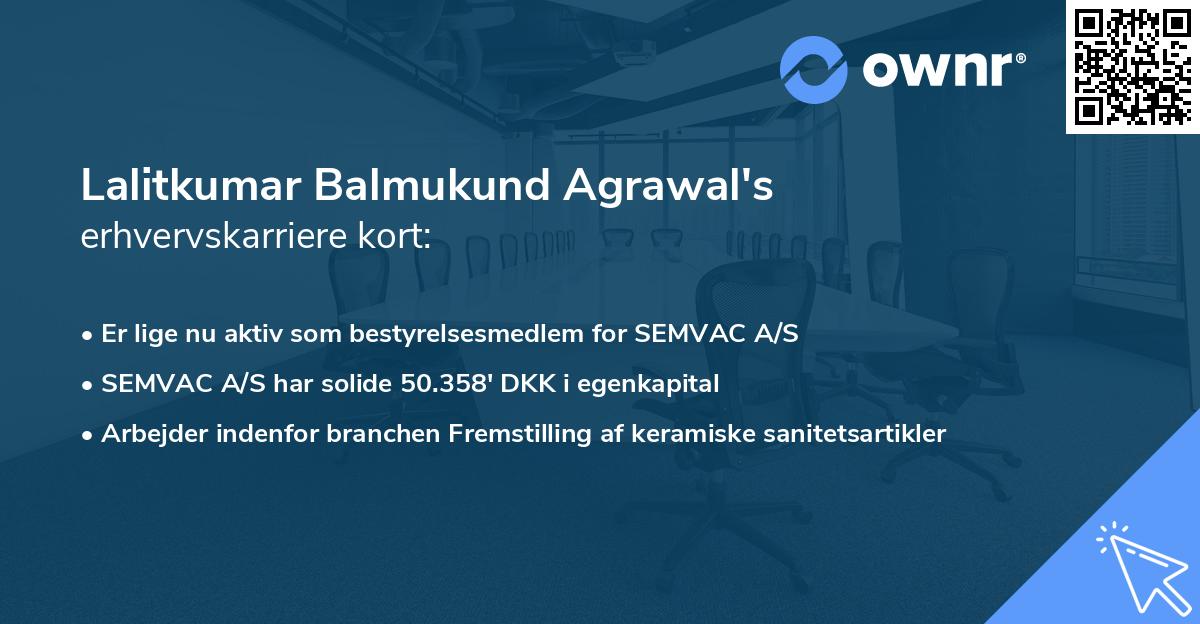 Lalitkumar Balmukund Agrawal's erhvervskarriere kort