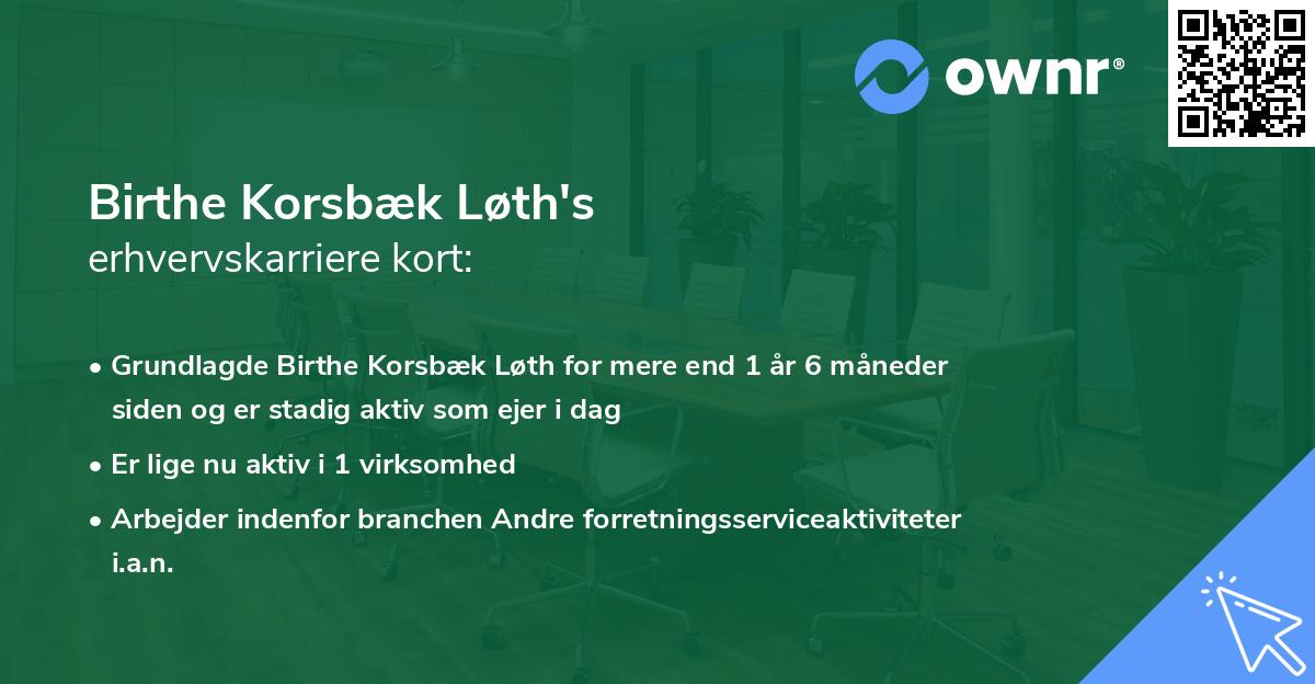 Birthe Korsbæk Løth's erhvervskarriere kort