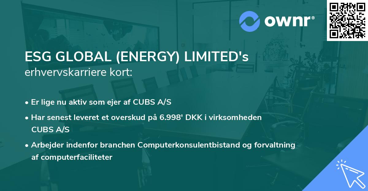 ESG GLOBAL (ENERGY) LIMITED's erhvervskarriere kort