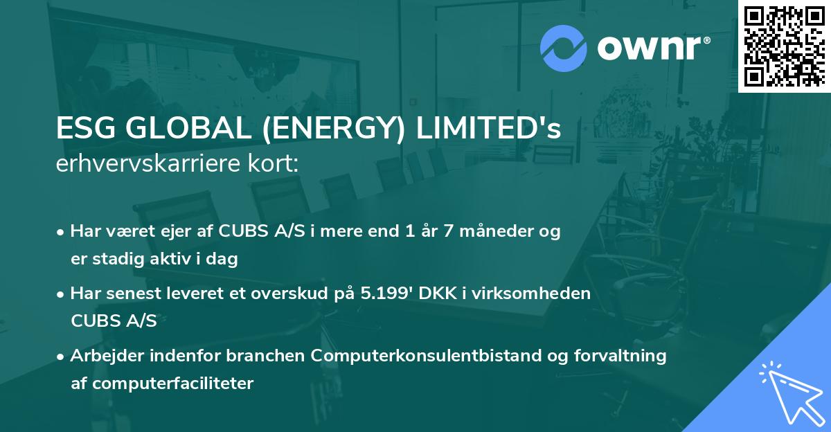ESG GLOBAL (ENERGY) LIMITED's erhvervskarriere kort