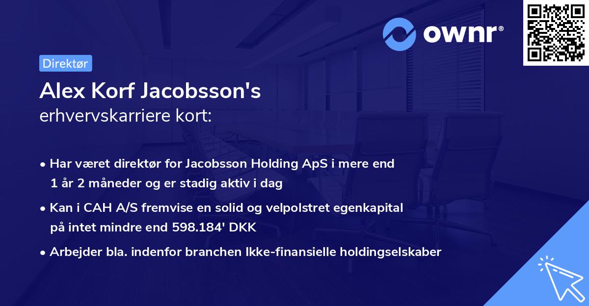 Alex Korf Jacobsson's erhvervskarriere kort