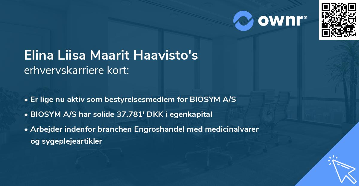 Elina Liisa Maarit Haavisto's erhvervskarriere kort