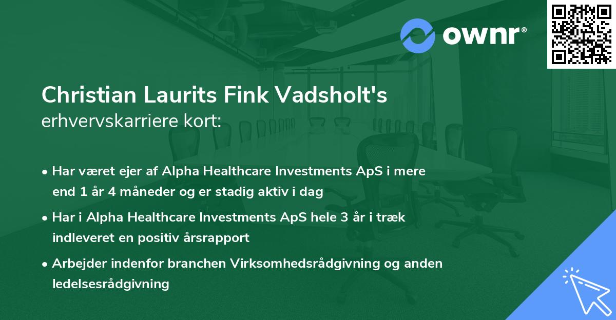 Christian Laurits Fink Vadsholt's erhvervskarriere kort