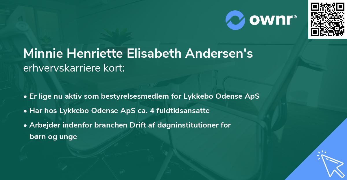 Minnie Henriette Elisabeth Andersen's erhvervskarriere kort