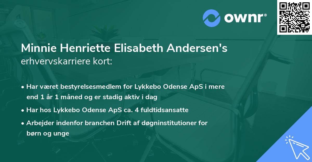 Minnie Henriette Elisabeth Andersen's erhvervskarriere kort