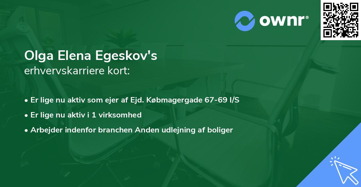 Olga Elena Egeskov's erhvervskarriere kort