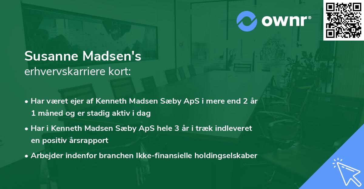 Susanne Madsen's erhvervskarriere kort