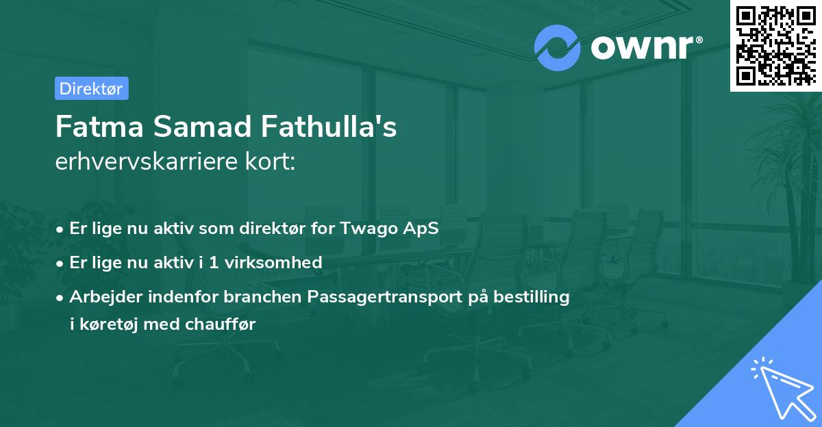 Fatma Samad Fathulla's erhvervskarriere kort