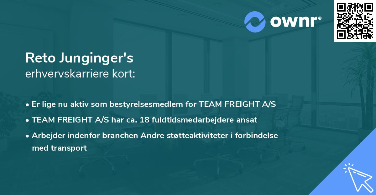 Reto Junginger's erhvervskarriere kort