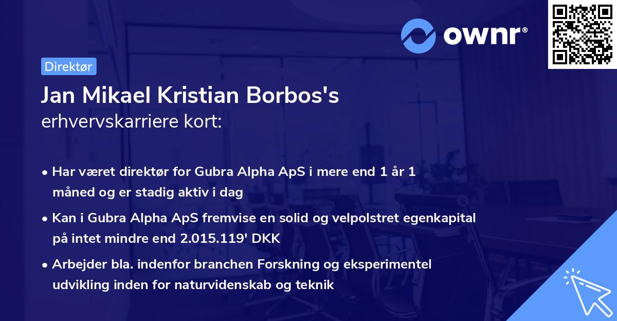 Jan Mikael Kristian Borbos's erhvervskarriere kort