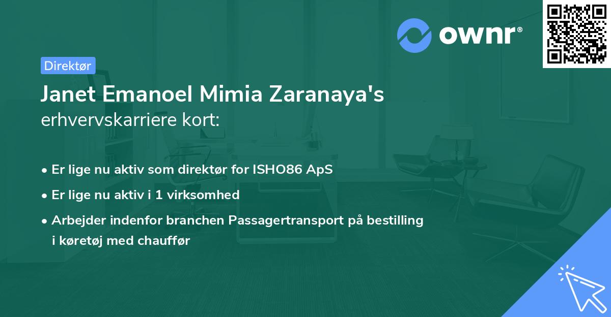 Janet Emanoel Mimia Zaranaya's erhvervskarriere kort