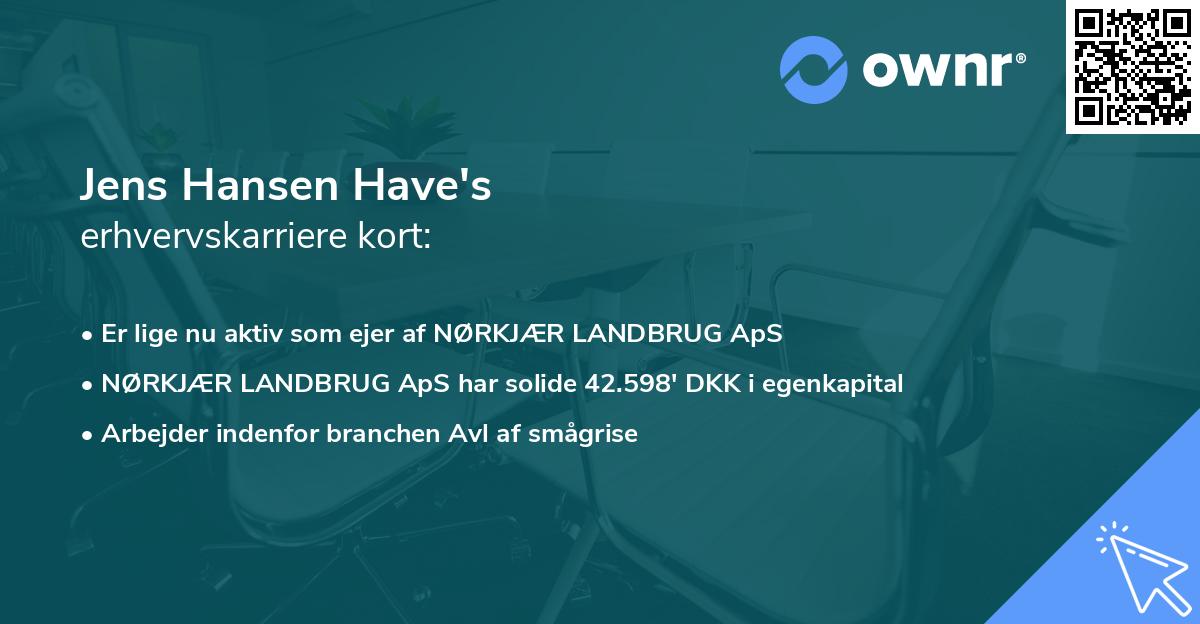 Jens Hansen Have's erhvervskarriere kort
