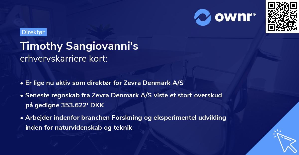 Timothy Sangiovanni's erhvervskarriere kort