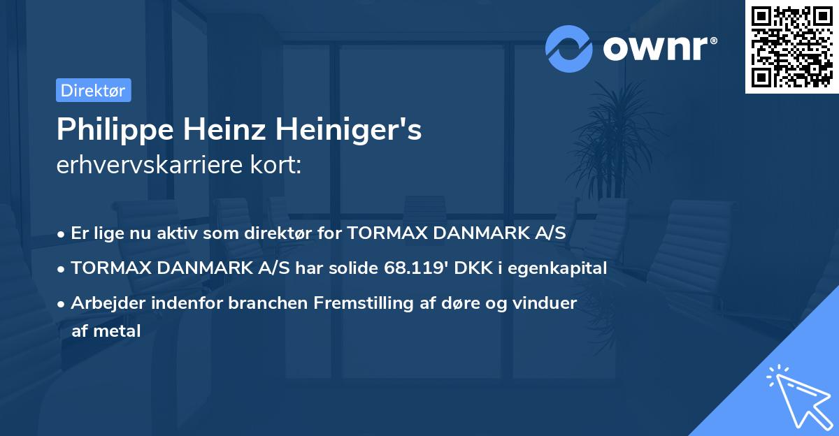 Philippe Heinz Heiniger's erhvervskarriere kort