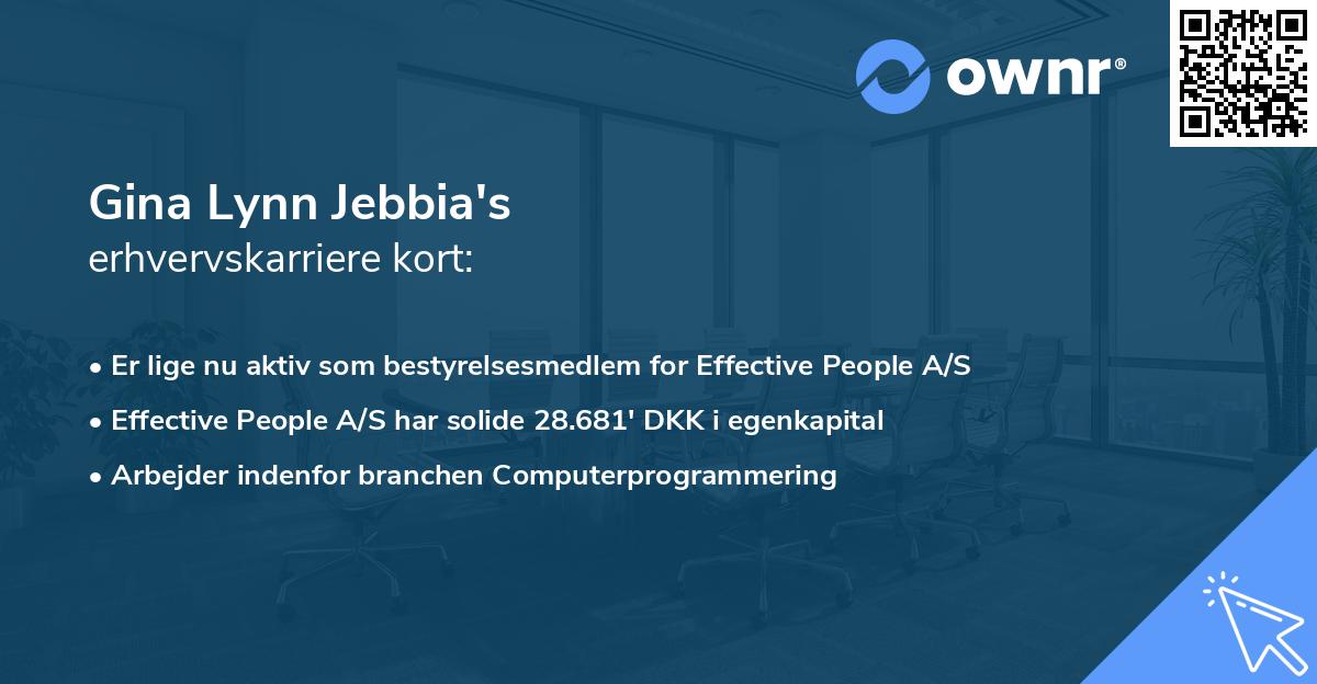 Gina Lynn Jebbia's erhvervskarriere kort