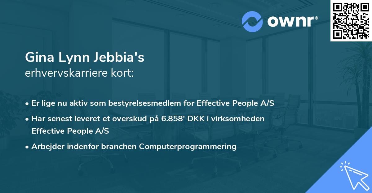 Gina Lynn Jebbia's erhvervskarriere kort