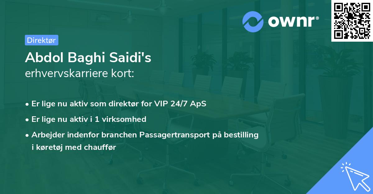 Abdol Baghi Saidi's erhvervskarriere kort