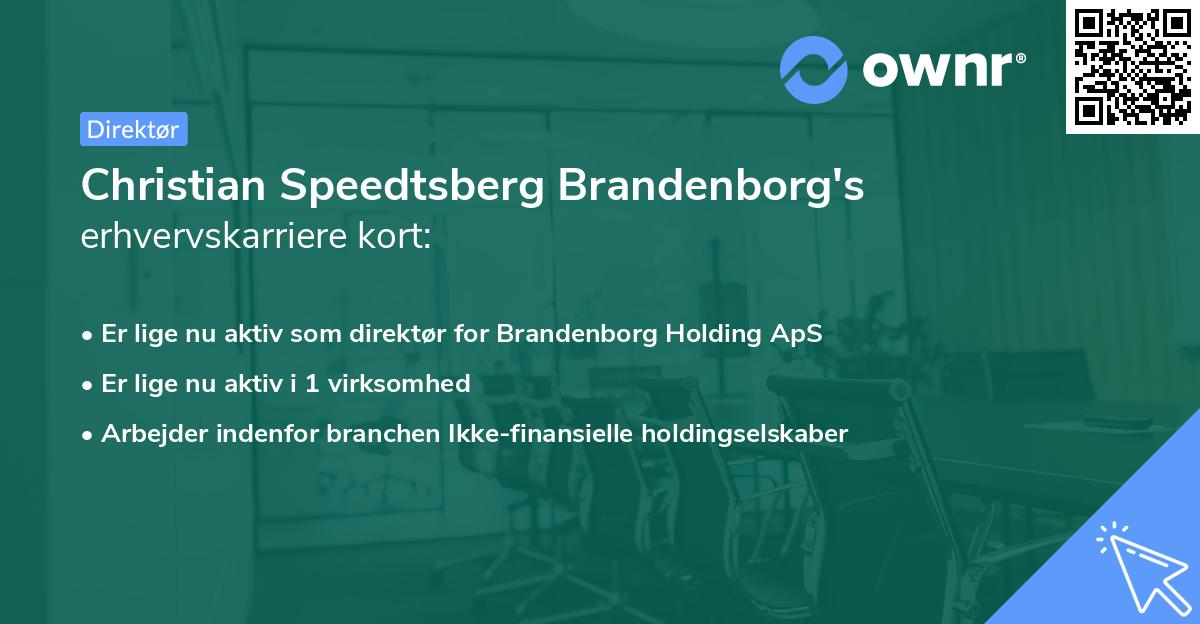 Christian Speedtsberg Brandenborg's erhvervskarriere kort