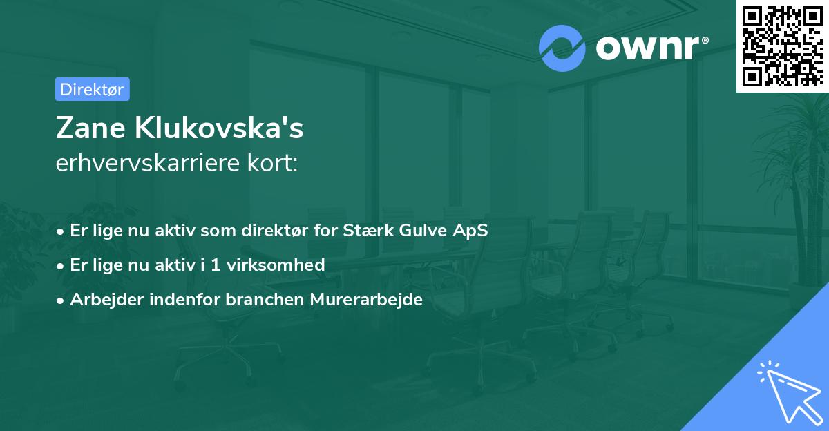 Zane Klukovska's erhvervskarriere kort