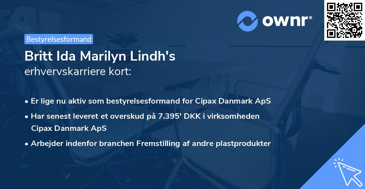 Britt Ida Marilyn Lindh's erhvervskarriere kort