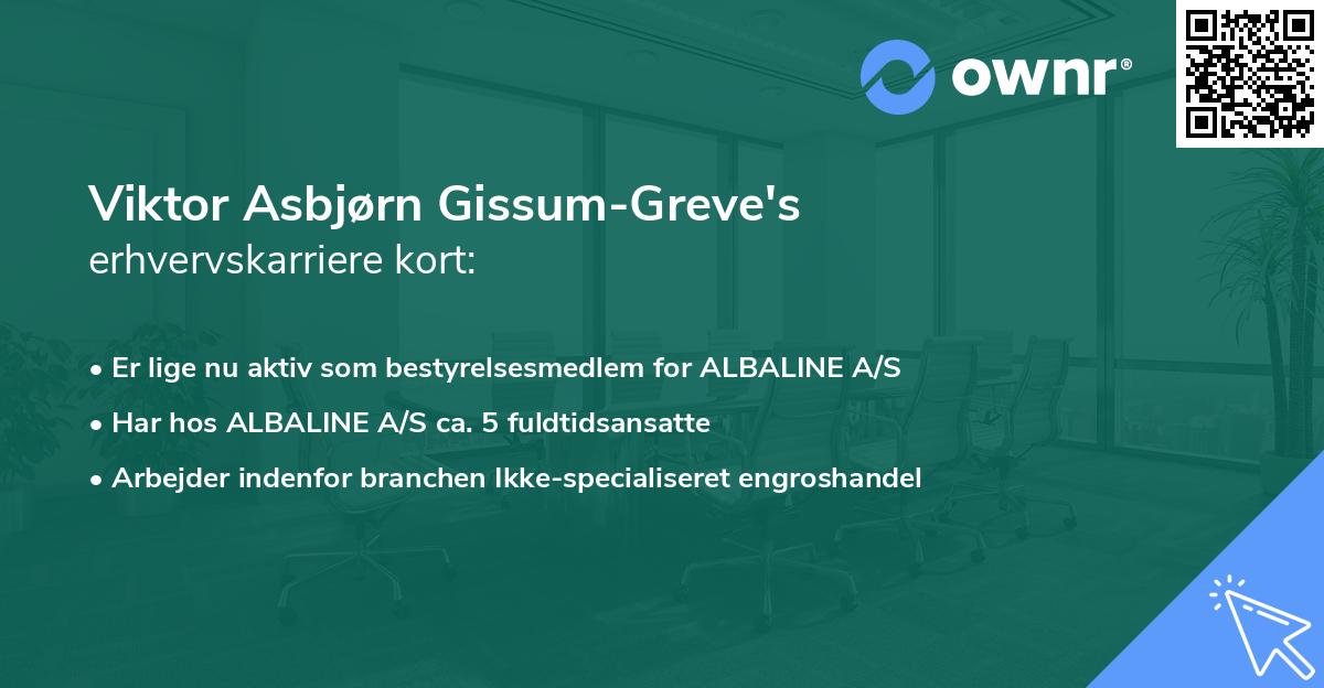 Viktor Asbjørn Gissum-Greve's erhvervskarriere kort