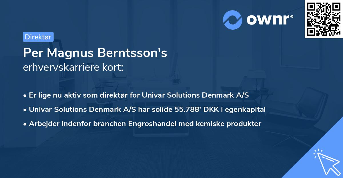 Per Magnus Berntsson's erhvervskarriere kort