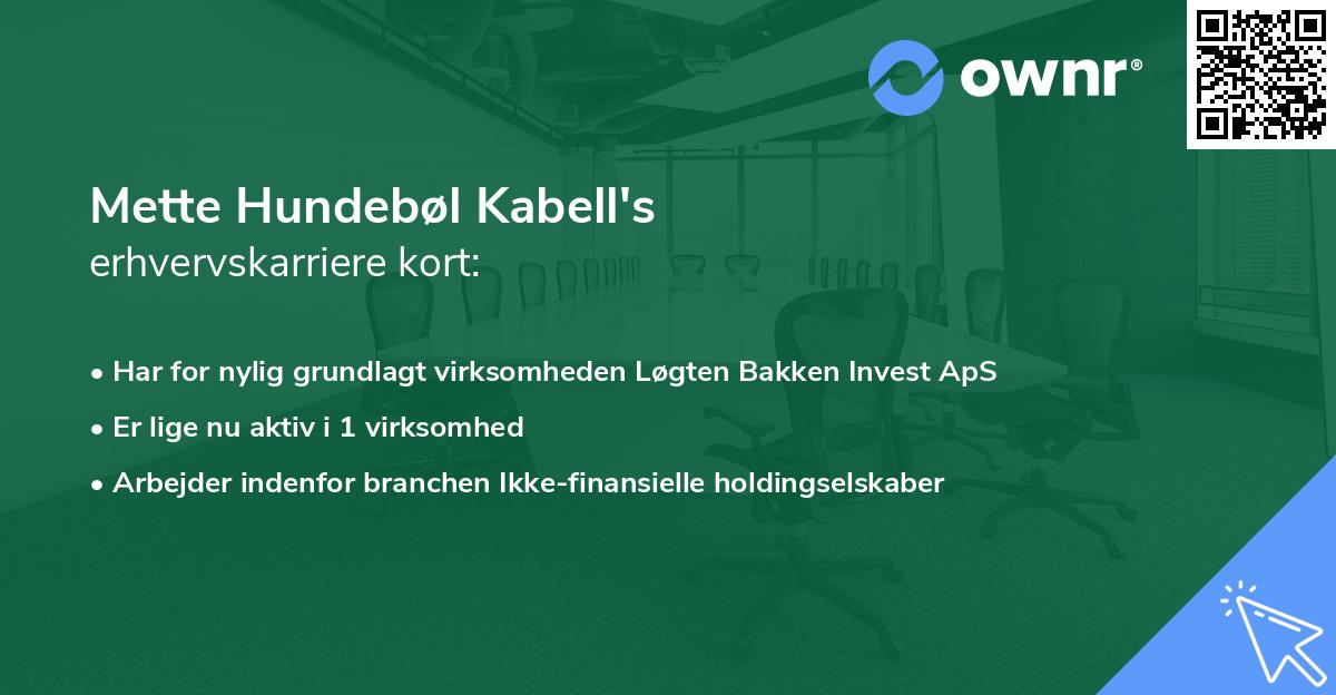 Mette Hundebøl Kabell's erhvervskarriere kort