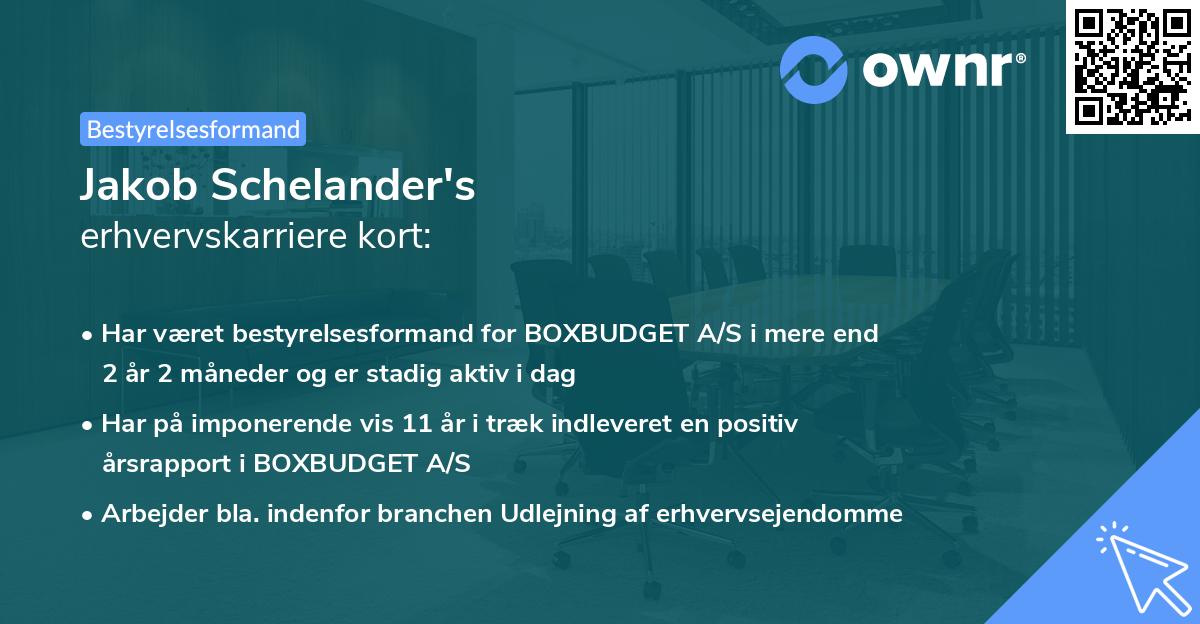 Jakob Schelander's erhvervskarriere kort