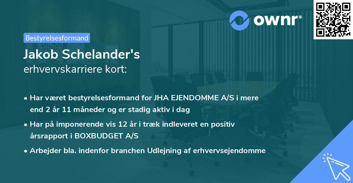 Jakob Schelander's erhvervskarriere kort