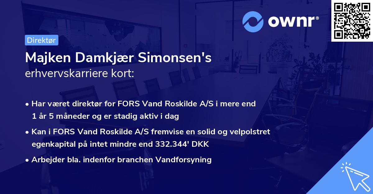 Majken Damkjær Simonsen's erhvervskarriere kort