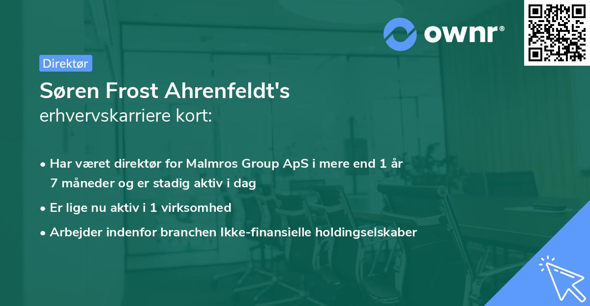 Søren Frost Ahrenfeldt's erhvervskarriere kort