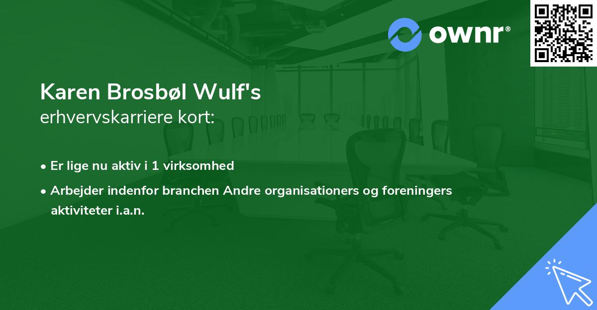 Karen Brosbøl Wulf's erhvervskarriere kort
