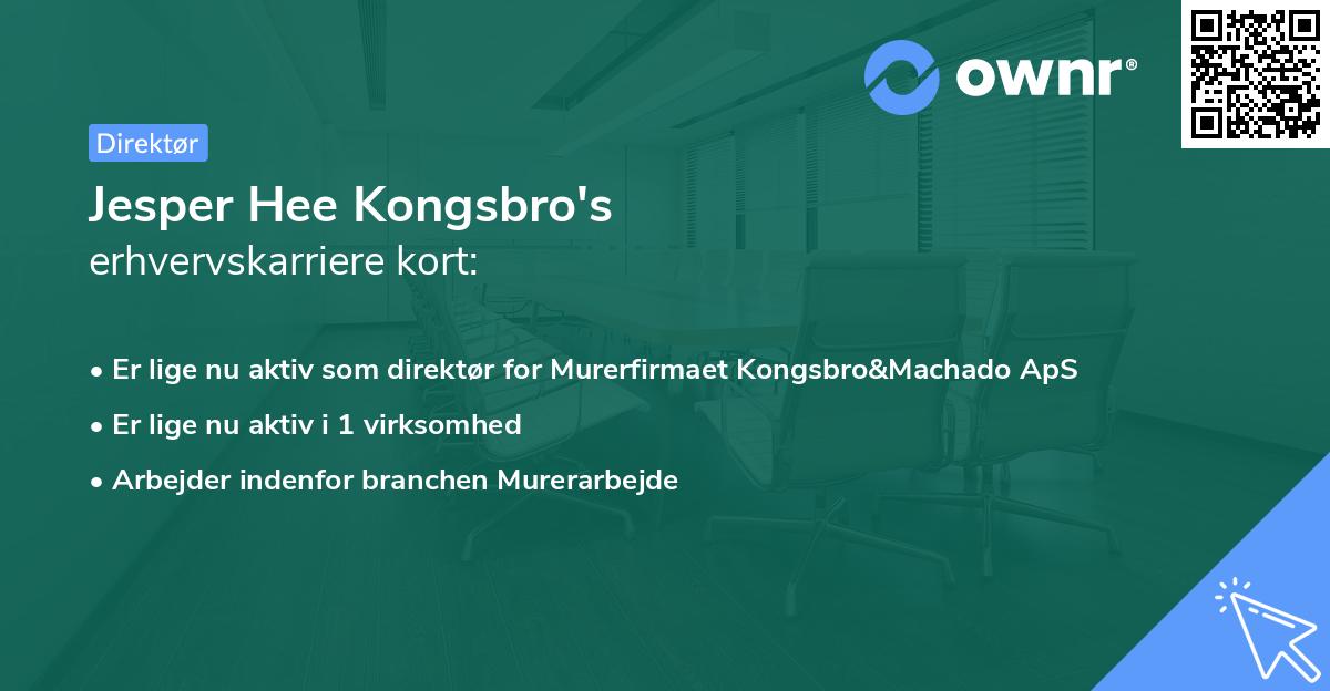 Jesper Hee Kongsbro's erhvervskarriere kort