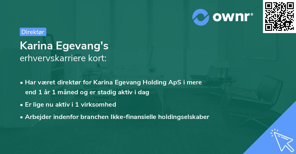 Karina Egevang's erhvervskarriere kort