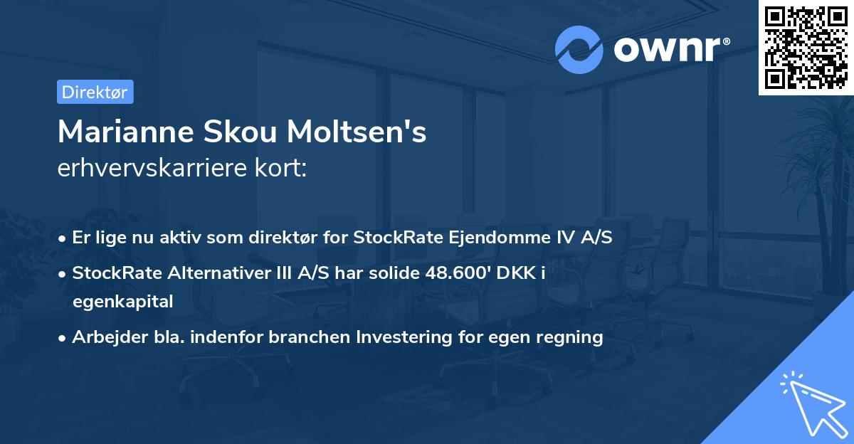 Marianne Skou Moltsen's erhvervskarriere kort