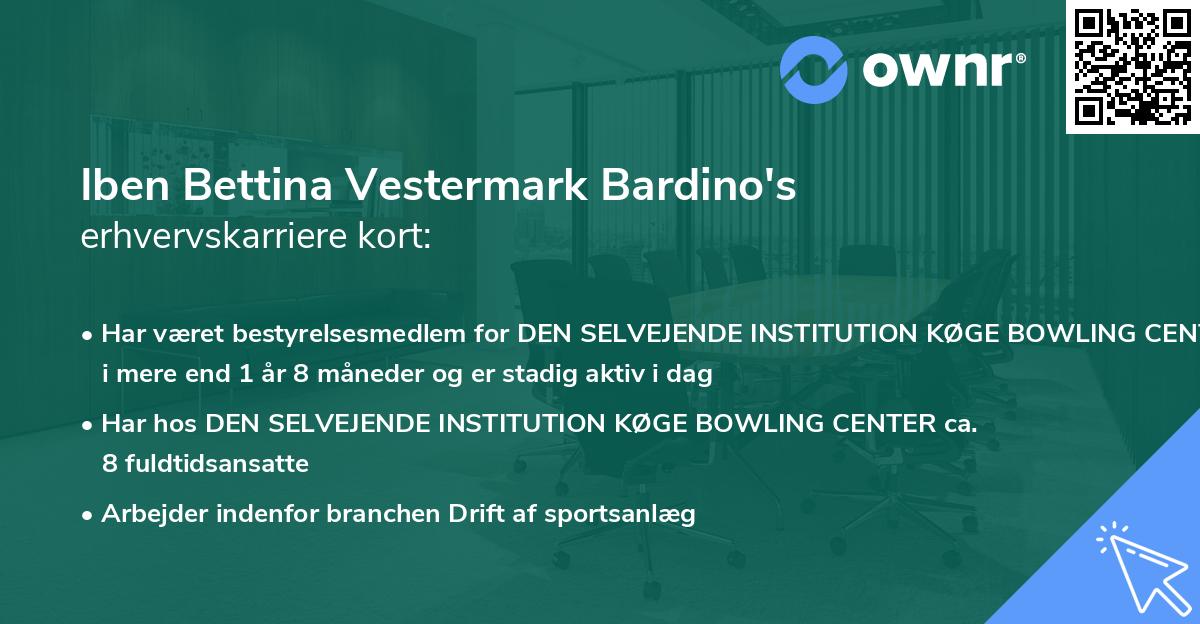 Iben Bettina Vestermark Bardino's erhvervskarriere kort