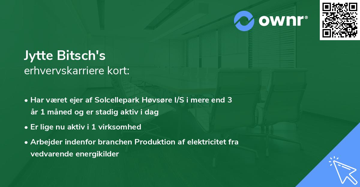 Jytte Bitsch's erhvervskarriere kort