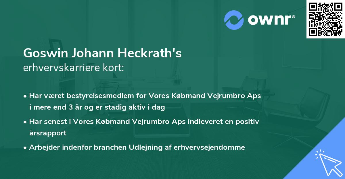 Goswin Johann Heckrath's erhvervskarriere kort