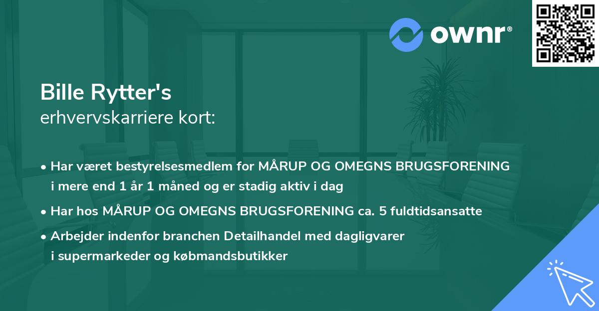 Bille Rytter's erhvervskarriere kort