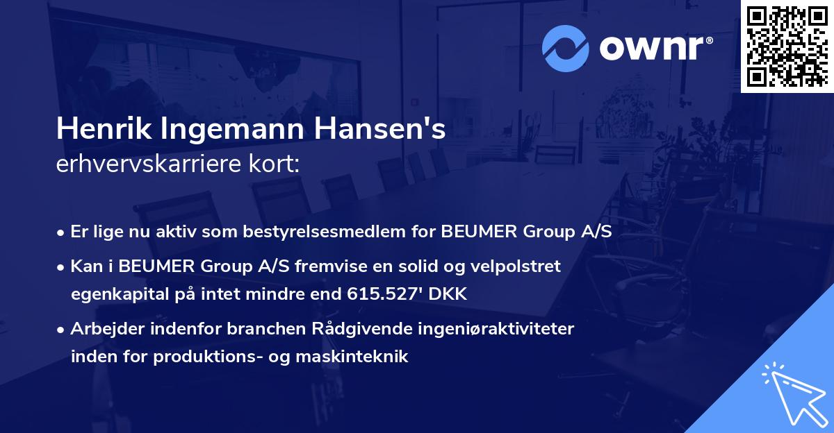 Henrik Ingemann Hansen's erhvervskarriere kort