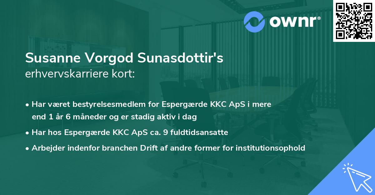 Susanne Vorgod Sunasdottir's erhvervskarriere kort