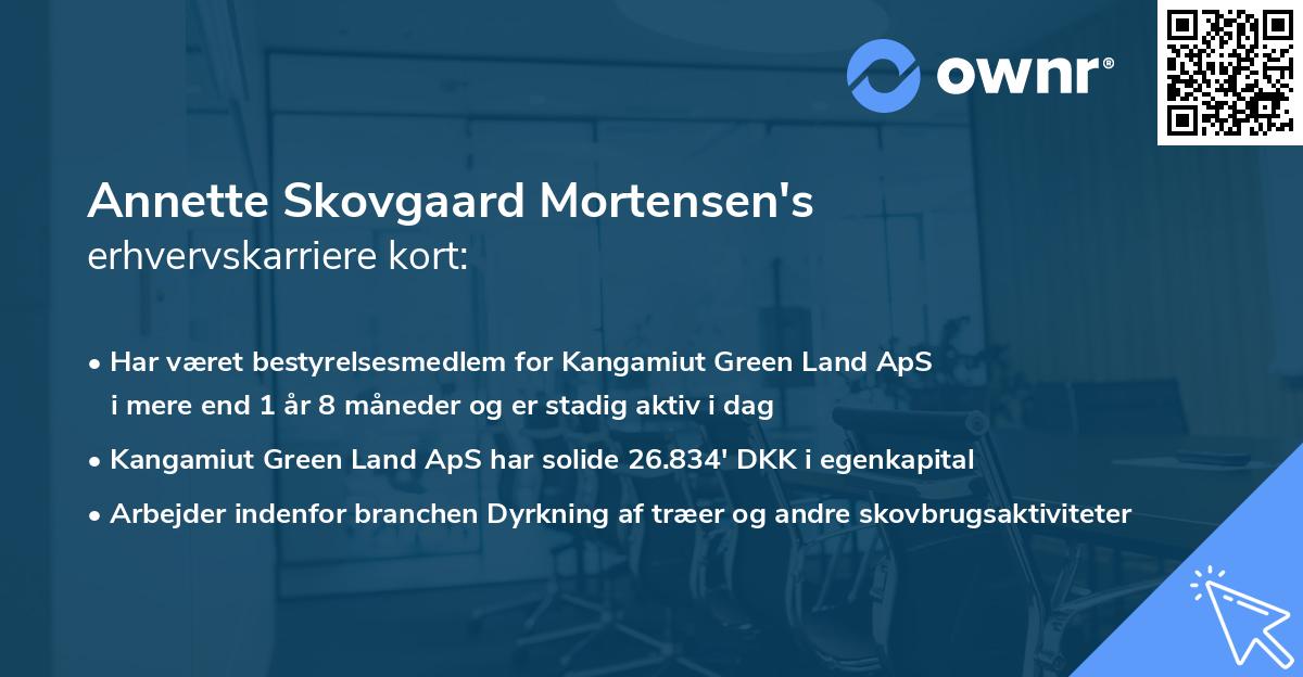 Annette Skovgaard Mortensen's erhvervskarriere kort