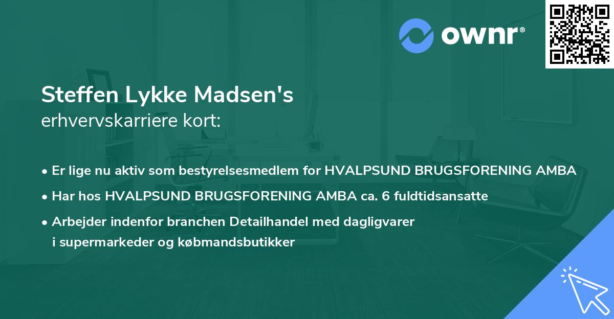 Steffen Lykke Madsen's erhvervskarriere kort