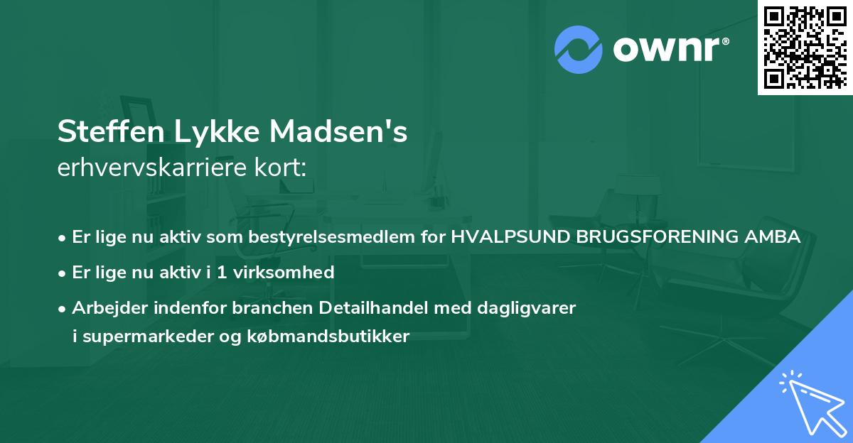Steffen Lykke Madsen's erhvervskarriere kort