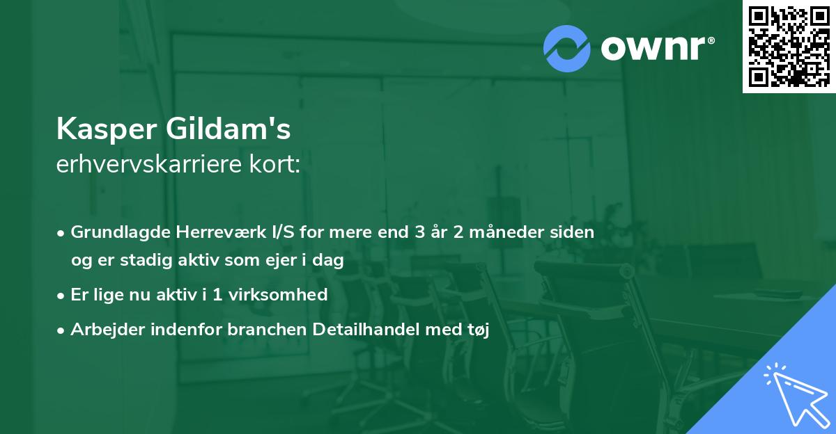 Kasper Gildam's erhvervskarriere kort