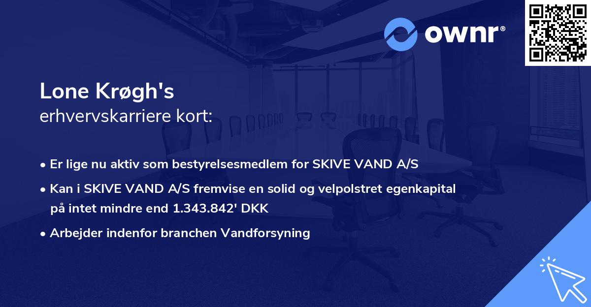 Lone Krøgh's erhvervskarriere kort